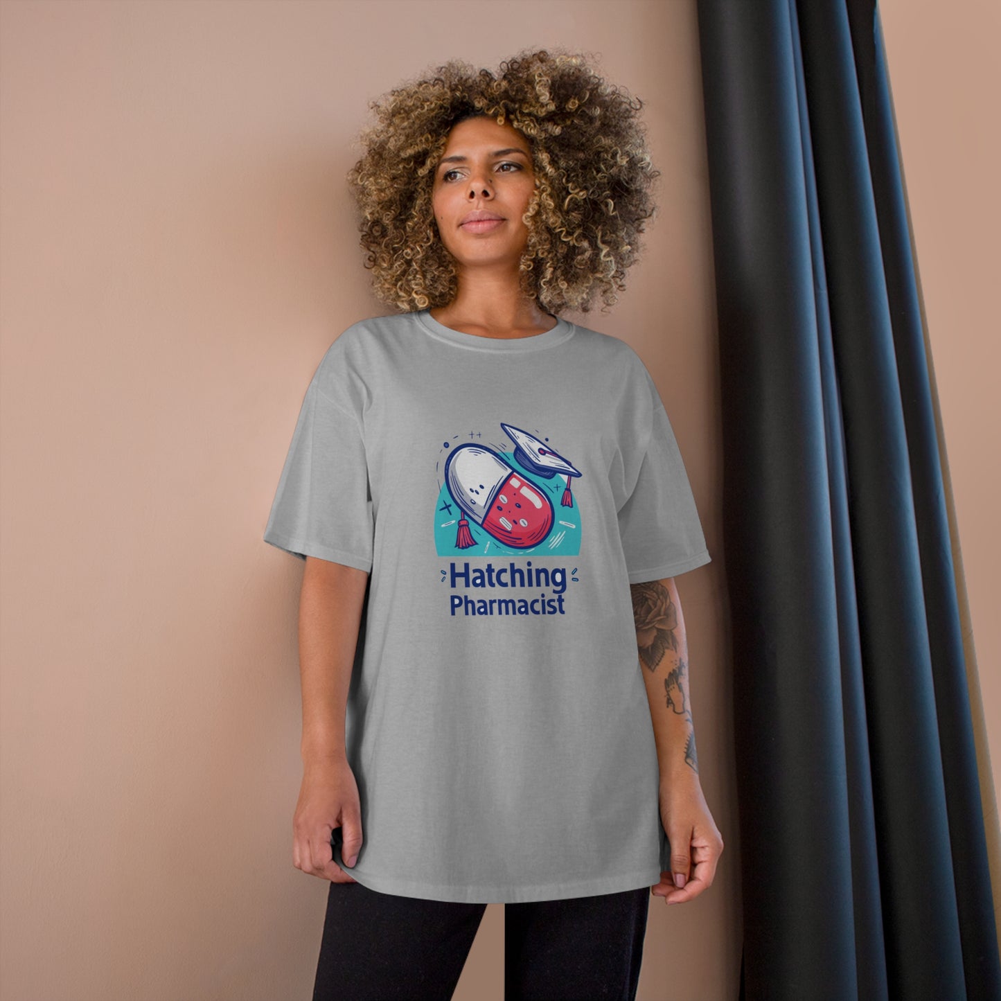 "Hatching Pharmacist" Champion T-Shirt